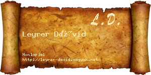 Leyrer Dávid névjegykártya
